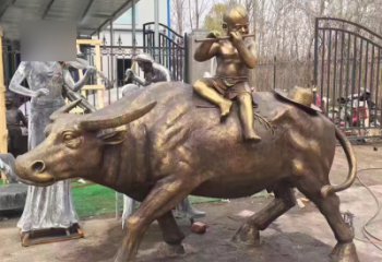 福建吹笛子的牧童牛公园景观铜雕