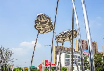 福建荷叶雕塑-广场不锈钢抽象艺术荷叶雕塑